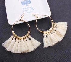 White Tassel Earrings White Tassel Earrings, Opal Drop Earrings, Earrings White Gold, Red Heart Earrings, Long Tassel Earrings, White Tassel, Earring Trends, Jewelry Boutique, Mexican Party