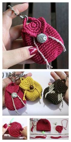 crochet mini backpack keychain pattern with instructions