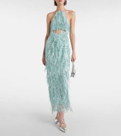 Elegant Luxury Fringe Maxi Dress, Luxury Fringe Sequin Evening Dress, Luxury Floor-length Dress With Rhinestone Fringe, Luxury Blue Sequined Maxi Dress, Luxury Floor-length Evening Dress With Rhinestone Fringe, Designing Women, Clothing And Shoes, New Dress, Color Design