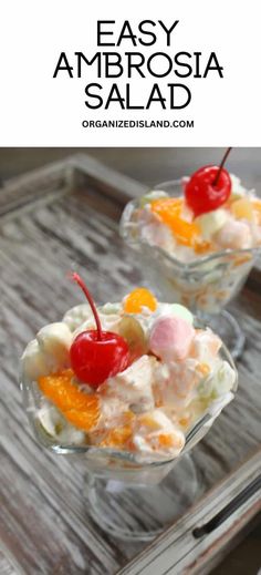 This easy Ambrosia Salad recipe is a tasty salad recipe for the seasonMade with fresh fruit and fruit cocktail swirled in sweet cream. Recipes With Canned Fruit, Easy Ambrosia Salad, Picnic Salad Recipes, Ambrosia Salad Recipe, Picnic Salad