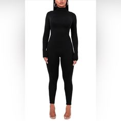 Black Bodysuit Turtleneck Back Zip Never Worn! Nwt Catsuit Onsie Black Bodysuit, Catsuit, Leotards, Pant Jumpsuit, Jumpsuit Romper, Turtle Neck, Pants For Women, Jumpsuit, Rompers