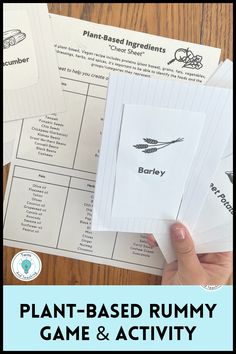 plant - based rummy game and activity for children to practice their writing skills with