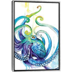 an octopus painting with blue and green colors