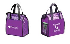 Laminated Lunch Bag...Laminated insulated 110 GSM non-woven lunch bag cooler, measures 9 1/4 " x 5 " x 10 1/2 " 'Cool-it' foil and foam insulated, with an open front pocket and zipper closure, side mesh pocket. Perfect product for corporate gifts, trade shows, grocery shipping, household, schools, road trips, camping, sporting events, picnics or any promotional use! Custom shape and size welcome. Let us go green and save the planet Custom Cooler, Best Lunch Bags, Lunch Cooler, Cooler Tote, Cooler Lunch Bag, Cooler Bag, Lunch Boxes, Brand Marketing