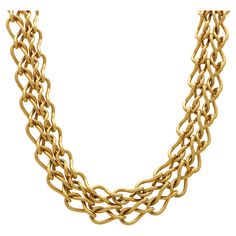 A beautiful Cartier chunky twisted necklace set in 18k yellow gold. The necklace is composed of a number of infinity style polished twisted links and sits beautifully once on the neck. The necklace feels fabulous to wear and due to the design could easily be worn by itself as a standalone piece or stacked up amongst other jewellery. Because each aspect within the necklace is an individual link once on, we see these lovely grooves in the necklace which has a beautiful effect and emphasizes the co Twisted Necklace, Gold Link Necklace, Twisted Chain, Gold For Sale, Solitaire Pendant Necklace, Jewellery Uk, Cushion Cut Diamonds, Solitaire Pendant, Cluster Earrings