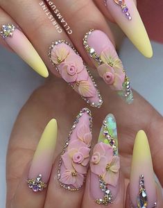 Summer Nails Simple, Gem Nail Designs, Diy Rhinestone Nails, Rose Gold Nails Design, Summer Nail Designs, Rose Gold Nails, Nails Simple