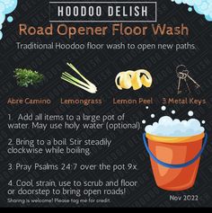 Hoodoo Floor Wash Recipe, Bank Dirt Spell, Hoodoo Recipes, Witchy Remedies, Spiritual Nutrition, Road Opener Spell, Magick Oil