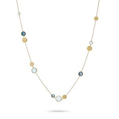 Marco Bicego Jewelry - 18K Yellow Gold and Mixed Blue Topaz Necklace | Manfredi Jewels Indian Sunset, Marco Bicego Necklace, Marco Bicego Jewelry, Gold Topaz, Marco Bicego, Blue Topaz Necklace, Topaz Necklace, Blue Topaz Stone, Gold Jewelry Necklace