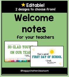 two welcome notes for teachers to use