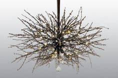 a chandelier with lights hanging from it's center and branches in the middle