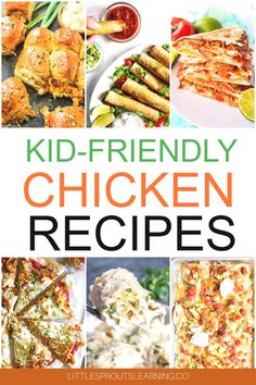 the book cover for kid - friendly chicken recipes