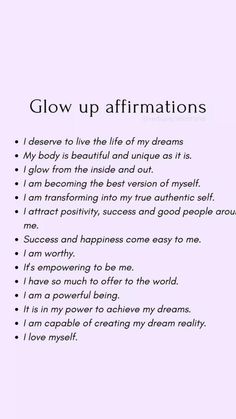 the poem glow up affirmations