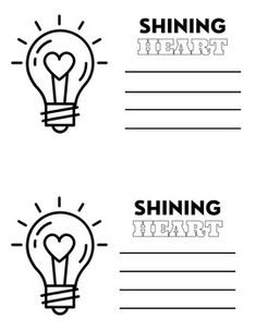 three light bulbs with the words shining and heart inside them, on top of each other