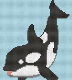 an orca killer whale on a surfboard cross stitch pattern