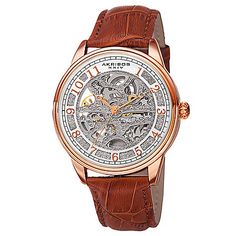 Akribos XXIV Men's 41mm Automatic Skeletonized Dial Brown Leather Strap Watch - Style and craftsmanship lead the way with this timepiece from Akribos Best Watch Brands, Brown Leather Strap Watch, Brown Leather Watch, Skeleton Watches, Leather Strap Watch, Brown Leather Strap, Jewelry Online Shopping, Skeleton Watch, Watch Movement