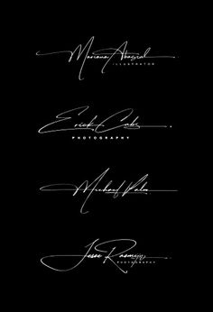 the signatures of three people in black and white