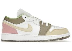 Check out the Jordan 1 Low Pastel Grind Vivid Green (GS) available on StockX Jordan Shoes For Women, Nike Shoes Girls, Nike Air Jordan 1 Low, All Nike Shoes, Cute Nike Shoes, Jordan Sneakers, Sneakers Adidas, Cute Nikes, Swag Shoes