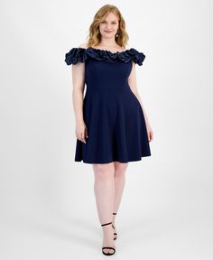 in stock Trendy Plus Size, Off The Shoulder, Shoulder Dress, Pick Up, In Store, Buy Online, Plus Size, Navy, Free Shipping