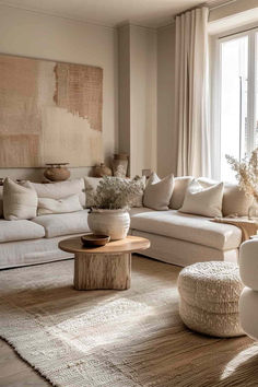 40 Beige Living Room Ideas to Create a Cozy Atmosphere Neutral Color Living Room Decor, Cosy Beige Living Room, Living Room Ideas Beige Couch, Natural Colors Living Room Decor, Beige Home Decor Living Room, Cream Living Room Ideas Cozy, Beige And Natural Wood Living Room, Cream Sitting Room, Industrial Beige Living Room