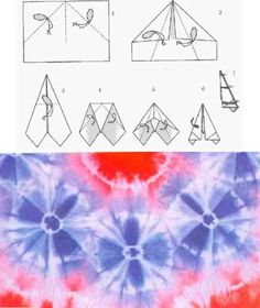 the instructions for how to make an origami crane in tie - dyed paper