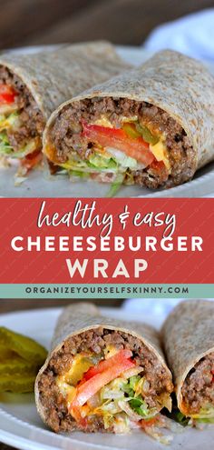 healthy and easy cheeseburger wrap on a plate