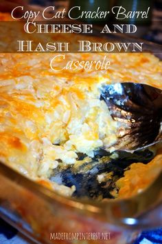 a casserole dish with cheese and hashbrown in it is ready to be eaten