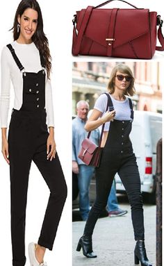 taylor swift bob,taylor swift style,taylor swift outfits,cross body strap drop length: 25",harry styles taylor swift,overalls blazer,casual overalls,black overalls sweater,98% Cotton, 2% Spandex Made of stretchy cotton fabric that's comfortable, breathable & washed for softness Slip on, functional left side buttons, five pockects Solid color overalls with adjustable straps, you can raise or lower the top on you Casual and slimming fits, perfect to dress up with flats or boots and relaxed tee in Trendy Bags For Women, Taylor Swift Bob, Harry Styles Taylor Swift, Style Taylor Swift, Handbags Trendy, Strap Jeans, Overalls Black, Swift Outfits