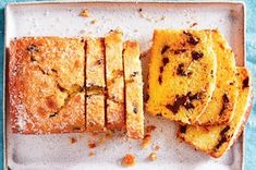 slices of cake sitting on top of a white plate