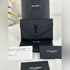 Excellent Condition Made In Italy Includes Cards Dust Bag And Box 5.25 X 3.5 Ysl Small Envelope Wallet, Ysl Envelope Bag Black, Ysl Small Envelope, Bags Ysl, Small Envelope, Small Envelopes, Saint Laurent Bags, Envelope Wallet, Yves Saint Laurent Bags