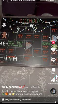 a christmas calendar is shown on the table