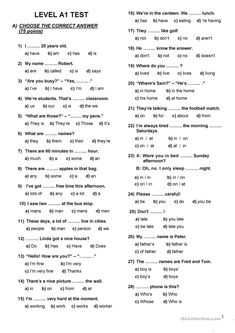 the level at test worksheet is shown in black and white, with an image of