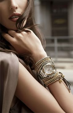 Michael Kors How To Have Style, Multiple Bracelets, Crystal Watches, Arm Party, Premier Designs, Menswear Inspired, Bijoux Diy, Beaded Stretch Bracelet, Handbags Michael Kors