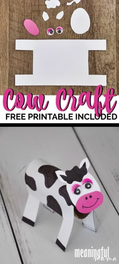 the paper cow is cut out to look like it's made from construction paper