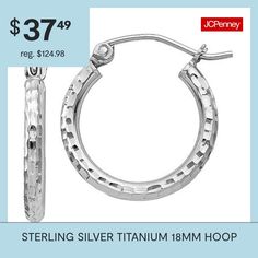 Features: Huggie, Quick ShipEarring Back: Lever BackMetal Color: WhiteEarring Length: 18mmEarring Width: 17mmCare: Wipe CleanEarrings Style: Hoop EarringsMetal: Sterling Silver, TitaniumCountry of Origin: Imported Earrings Hoop, Hoop Earrings, Sterling Silver, Silver, Color