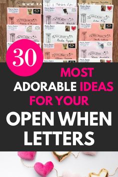 Best creative DIY romantic open when letters ideas for your boyfriend or best friend For When You Letters Ideas, Letters Ideas For Boyfriend, Open When Letters For Girlfriend, Open When Ideas What To Put In, Letter Starters