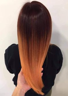 Black To Ginger Hair Ombre, Brown To Orange Ombre Hair, Orange Balayage Hair, Orange Ombre Hair, Formal Skirts, Styling Skirts, Red Balayage Hair, Dark Brown Balayage, Multi Colored Hair