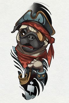 Pug pirate ( tattoo design) #neotraditional #newschool #neotraditionaltattoo #newschooltattoo #newschooltattoodesign #neotraditionaltattoodesigns #tattooideas #tattooideasformen #tattooideasforwomen New School Dog Tattoo, Pirate Tattoo Design, Pirate Dog, Pug Tattoo, Pirate Tattoo, New School Tattoo, Dog Rooms, Tattoo Art Drawings, Black Work