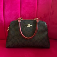 Beautiful Coach Purse With Red Straps And Signature Monogram. Bags Coach, Coach Purse, Coach Purses, Coach Bags, New Color, Bag Lady, Birthday Gifts, Like New, Monogram