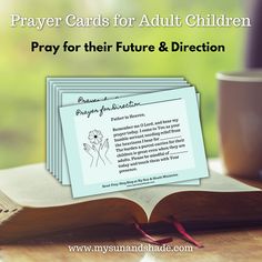 prayer cards for adult children to pray for their future and direction on the bible's page