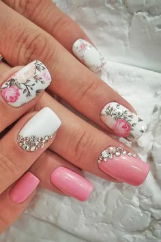 Gorgeous Wedding Nails ❤ See more: http://www.weddingforward.com/wedding-nails/ #weddings Sophisticated Nails, Wedding Nail Art Design, Bridal Nail Art, Floral Nail Designs, Nail Design Inspiration, Wedding Nails Design, Nail Art Wedding, Bride Nails