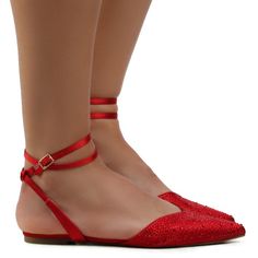 NEW! Pointy Toe Flats, Pick Up, In Store, Free Shipping, Red, Women Shopping