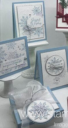 some cards with snowflakes on them