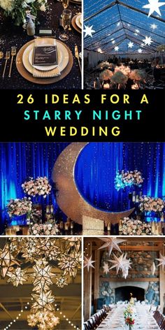 starry night wedding with white and blue decorations