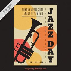 a poster with an image of a trumpet and the words january on it in bold colors