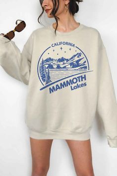 Mammoth Lakes California Oversized Sweatshirt  Premium Cotton Oversized Fit Casual Fall Sweatshirt With Front Print, Oversized Graphic Print Sweatshirt For Outdoor, Oversized Comfortable Sweatshirt With Graphic Print, Oversized Crew Neck Sweatshirt For Outdoor, Oversized Letter Print Tops For Outdoor, Mammoth Lakes California, Mammoth Lakes, Pink Sand, Oversized Sweatshirt