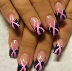 We’ve got the top 12 breast cancer nail designs to inspire you today... Red Manicure, Black Nail Art, Black Nail Designs, Black Nail, Pretty Nail Art, Get Nails, Hot Nails, Fabulous Nails, Beautiful Nail Art