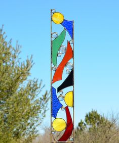 Stained Glass Yard Art are Top Gifts for Gardeners- 'Ricochet' Stained Glass Yard Art, Glass Yard Art, Stained Glass Garden, Yard Sculptures, Sculpture Abstract, Modern Stained Glass, Lawn Art, Mom Friend, Stained Glass Ornaments