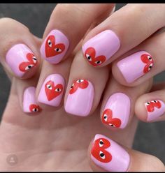 Happy Nails, Red Nail, Pink Acrylic Nails, Nails Desing, Dream Nails