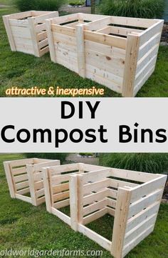 the diy compost bins are made from wooden pallets