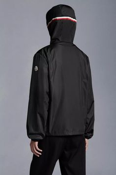 Black Grimpeurs Hooded Jacket - Windbreakers & Raincoats for Men | Moncler US Luxury Hooded Outerwear For Outdoor, Luxury Hooded Outerwear With Drawstring, Nautical Color Palette, Raincoats For Men, Nautical Colors, Mens Raincoat, Moncler Jacket, New Years Sales, Biker Jacket